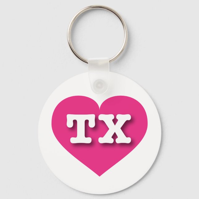 Texas Hot Pink Heart - I love TX Keychain (Front)