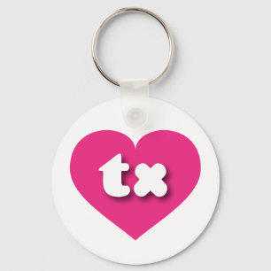Texas hot pink heart - I love tx Keychain
