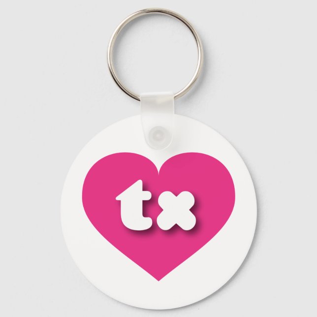 Texas hot pink heart - I love tx Keychain (Front)