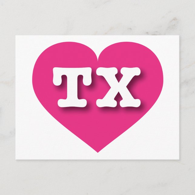 Texas Hot Pink Heart - I love TX Postcard (Front)