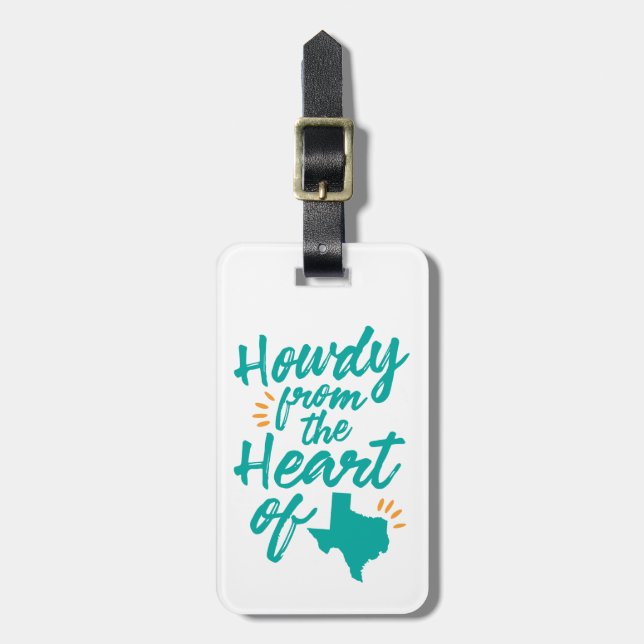 Texas Howdy Luggage Tag, Turquoise Luggage Tag (Front Vertical)