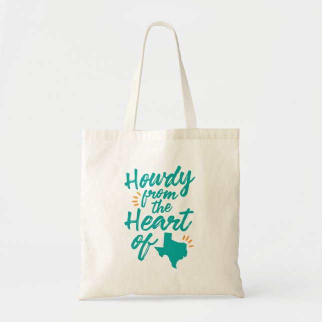Texas Howdy Tote Bag, Turquoise Bag (Front)