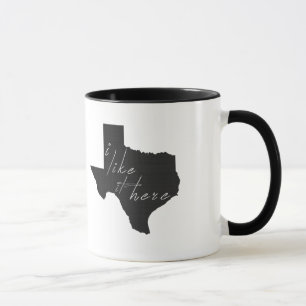 Texas I Like It Here State Silhouette Black Mug