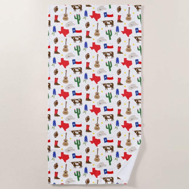 Texas Icons Beach Towel (Front)