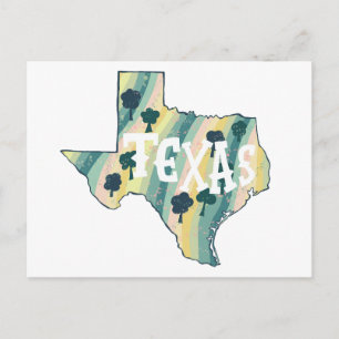 Texas Illustrated Map Colourful Bold Postcard