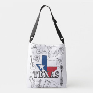 Texas Illustration Doodles of Texas Texas Pattern Crossbody Bag