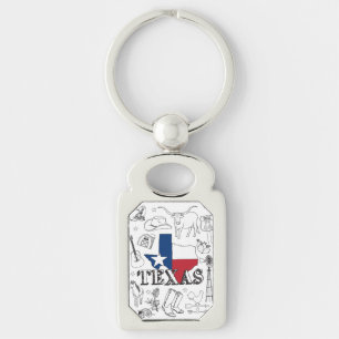 Texas Illustration Doodles of Texas Texas Pattern Keychain