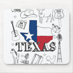 Texas Illustration Doodles of Texas Texas Pattern Mouse Pad