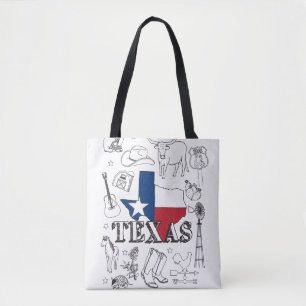 Texas Illustration Doodles of Texas Texas Pattern Tote Bag