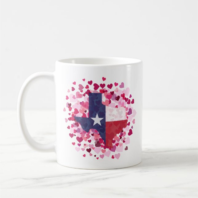 Texas in a Field of Hearts - Valentine's Day Coffee Mug (Left)