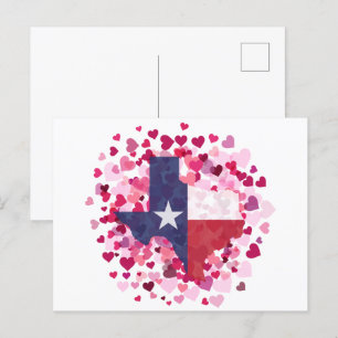 Texas in a Field of Hearts - Valentine's Day Holid Postcard