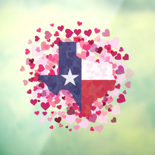 Texas in a Field of Hearts - Valentine's Day Window Cling