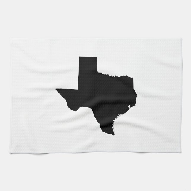 Texas in Black and White Kitchen Towel (Horizontal)