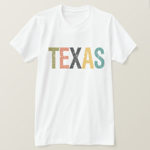 Texas in faded retro colour lettering T-Shirt