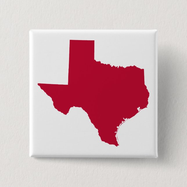Texas in Red 2 Inch Square Button (Front)