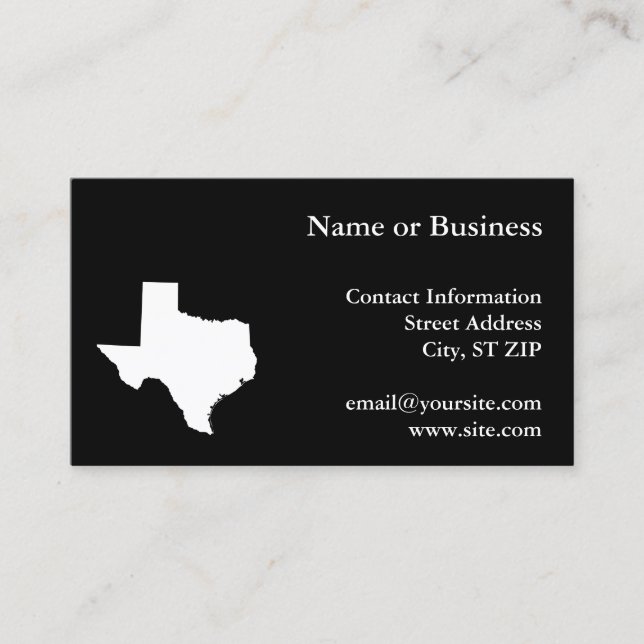 Texas in White and Black Business Card (Front)