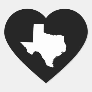 Texas in White and Black Heart Sticker