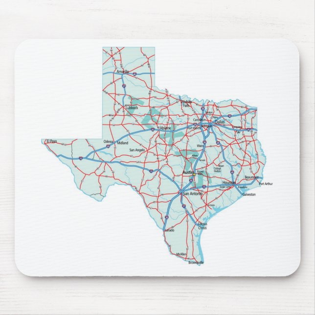 Texas Interstate Map Mousepad (Front)