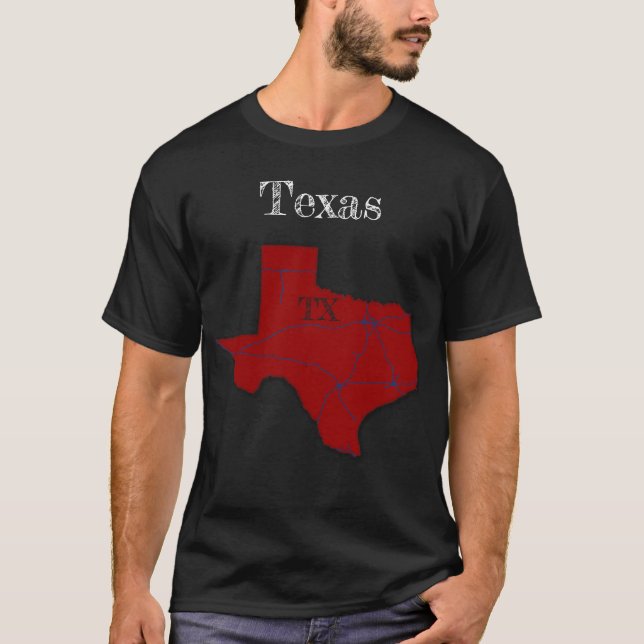 Texas Interstates [Berry Red Design] T-Shirt (Front)