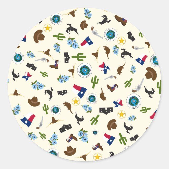 Texas items- famous state icons classic round sticker (Front)