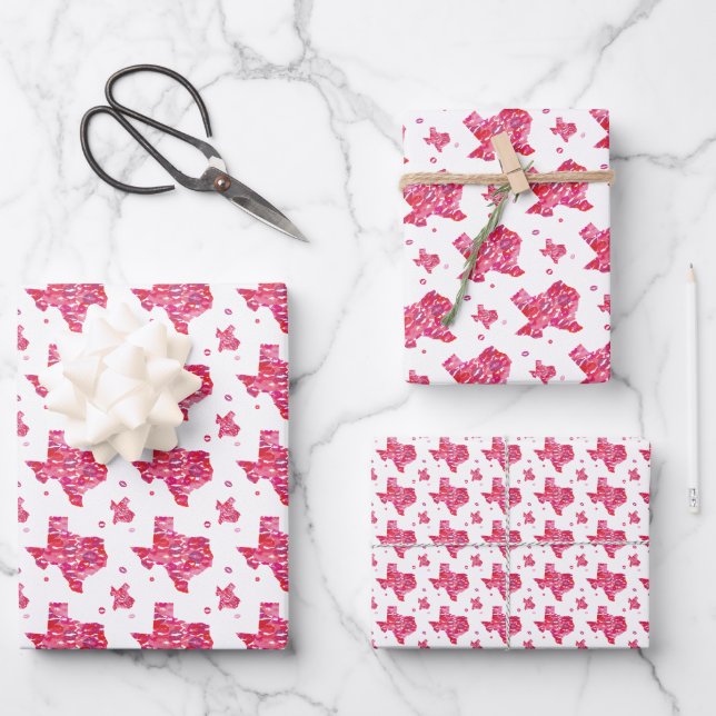 Texas Kisses Pattern Wrapping Paper Sheet (Front)