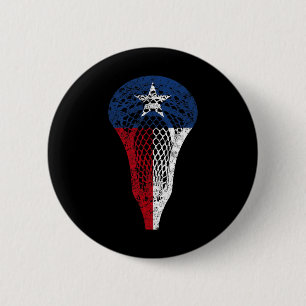Texas Lacrosse Texan State Flag Lax Stick Tee 2 Inch Round Button