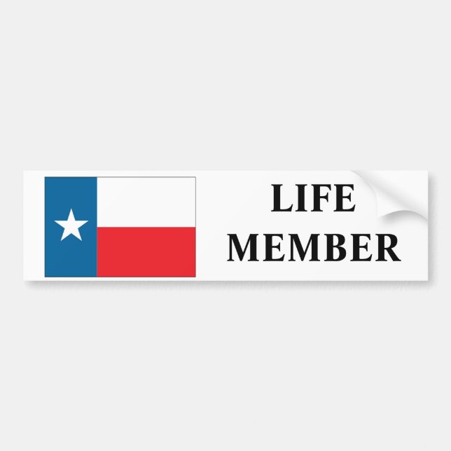 Texas "Life Member" Bumper Sticker (Front)