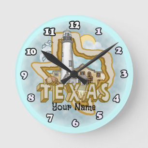 Texas Lighthouse  Round Clock