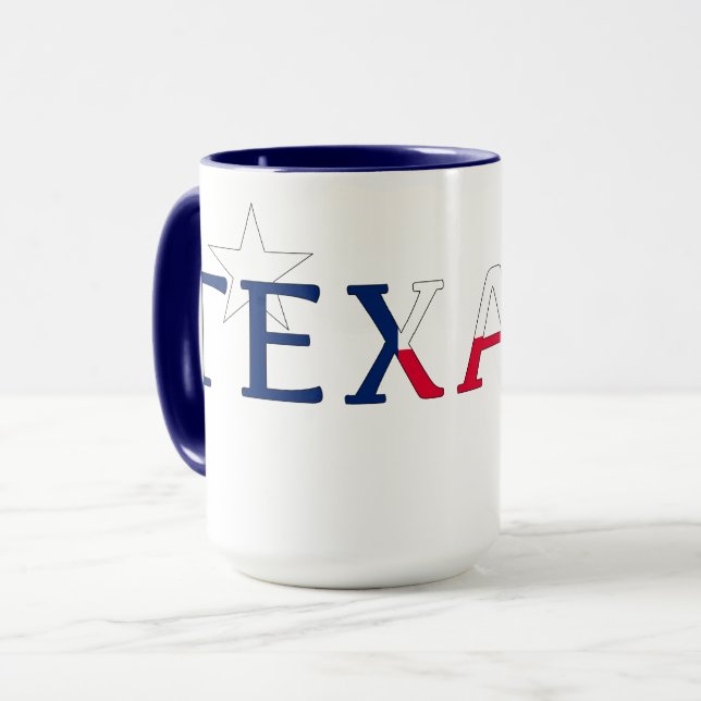 Texas logo with Bluebonnets Mug (Front Left)