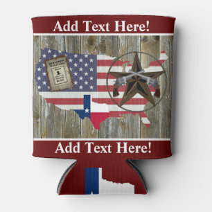 Texas Lone Star Duelling Pistols Most Wanted Sign Can Cooler