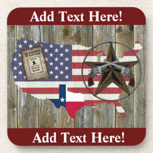 Texas Lone Star Duelling Pistols Most Wanted Sign  Coaster