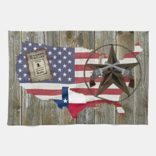 Texas Lone Star Duelling Pistols Most Wanted Sign Kitchen Towel