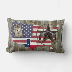 Texas Lone Star Duelling Pistols Most Wanted Sign Lumbar Pillow