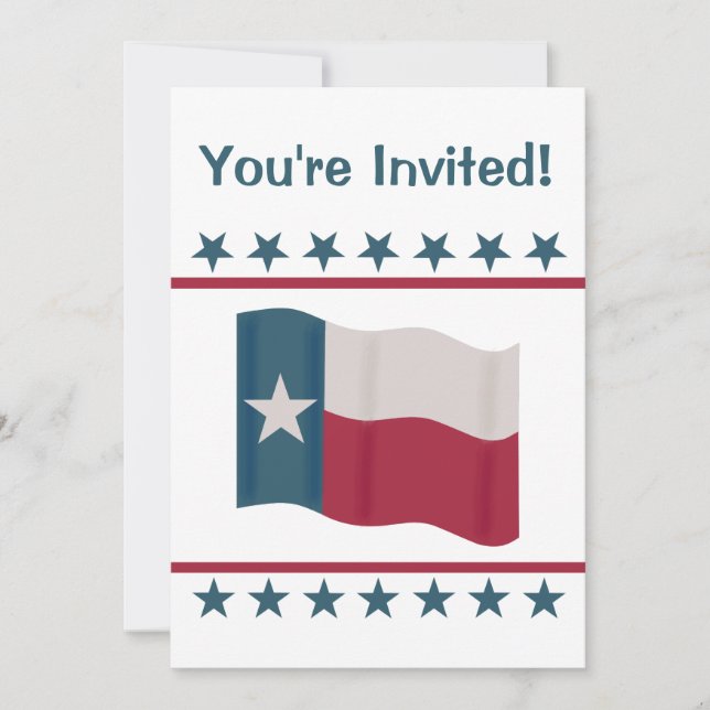 Texas Lone Star Flag Red White Blue Party Event Invitation (Front)