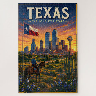 Texas Lone Star Skyline Desert Sunset Adventure Jigsaw Puzzle