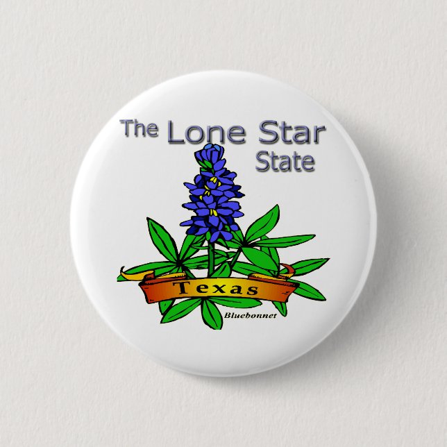 Texas Lone Star State Bluebonnet 2 Inch Round Button (Front)