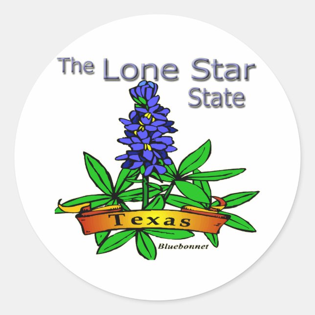 Texas Lone Star State Bluebonnet Classic Round Sticker (Front)