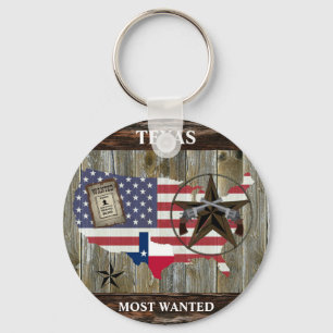 Texas Lone Star State Duelling Pistols Most Wanted Keychain