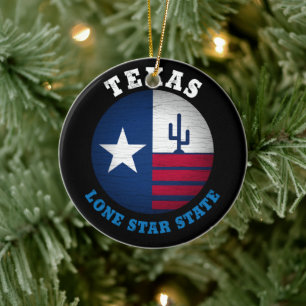 TEXAS LONE STAR STATE FLAG CERAMIC ORNAMENT