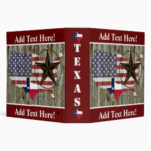Texas Lone Star State Flag Map 3 Ring Binder