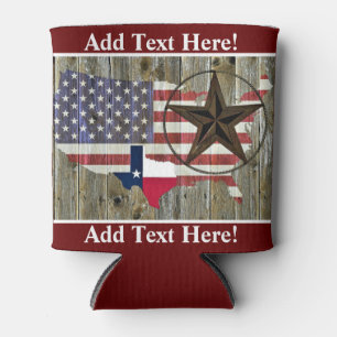 Texas Lone Star State Flag Map Can Cooler