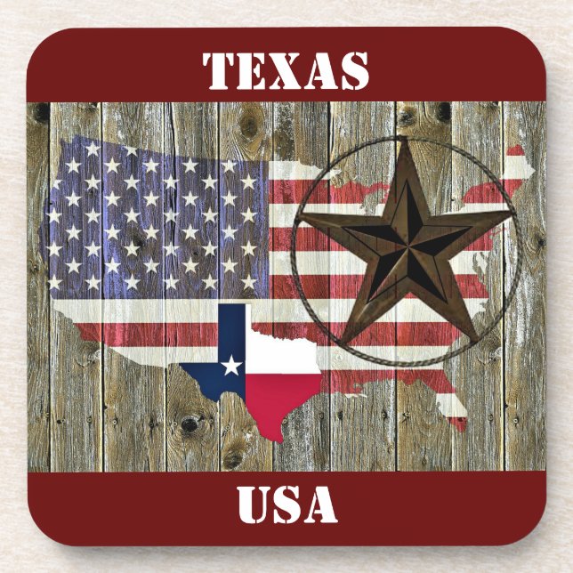 Texas Lone Star State Flag Map Coaster (Front)