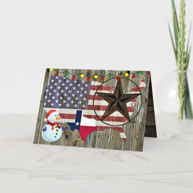 Texas Lone Star State Flag Map Holiday Card (Front)