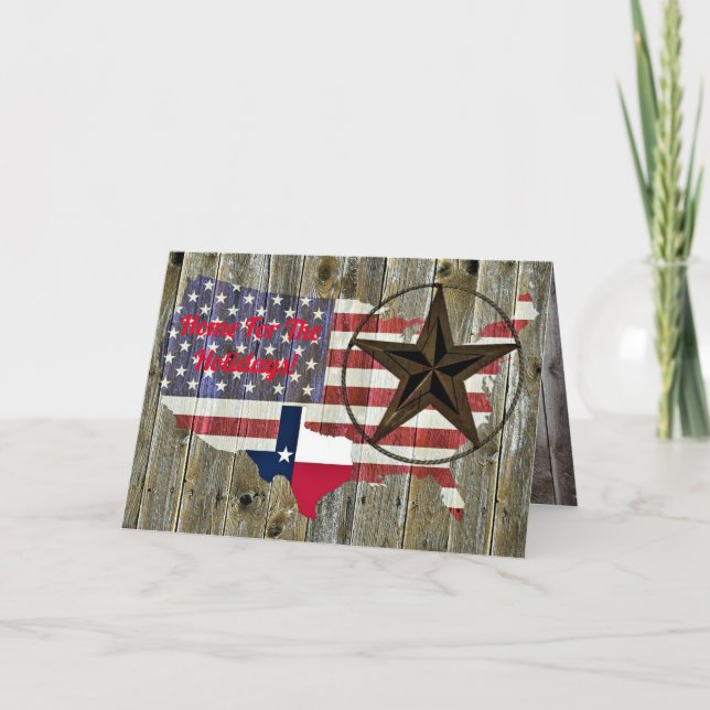 Texas Lone Star State Flag Map Holiday Card (Front)