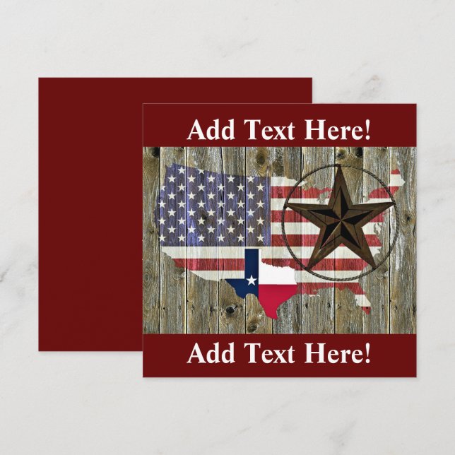 Texas Lone Star State Flag Map Invitation (Devant / Derrière)