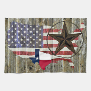 Texas Lone Star State Flag Map Kitchen Towel