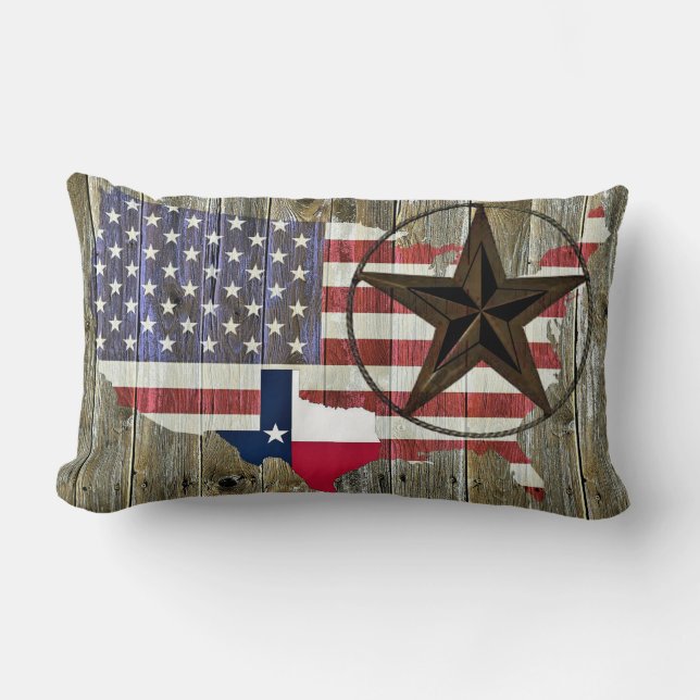 Texas Lone Star State Flag Map Lumbar Pillow (Front)