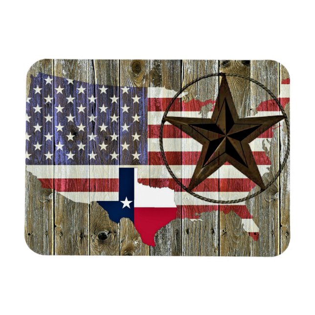 Texas Lone Star State Flag Map Magnet (Horizontal)