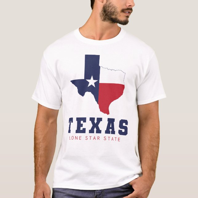 Texas, Lone Star State, Flag Map Men's White T-Shirt (Front)