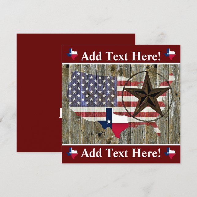 Texas Lone Star State Flag Map Note Card (Front/Back)